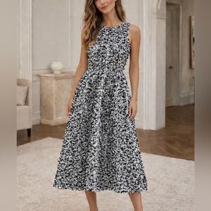 Alice Walk Textured Fringe Midi Dress Women’s Size 4 Black White